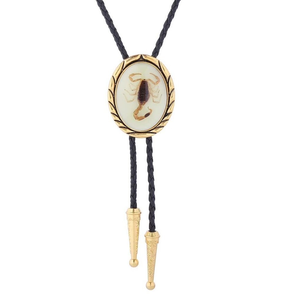 1201 Bolo Tie Western Cowboy Leather Necktie Handmade Natural Stone Bolo